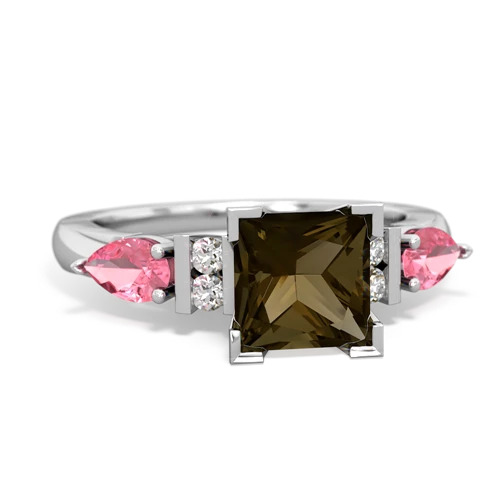 smoky quartz-pink sapphire engagement ring