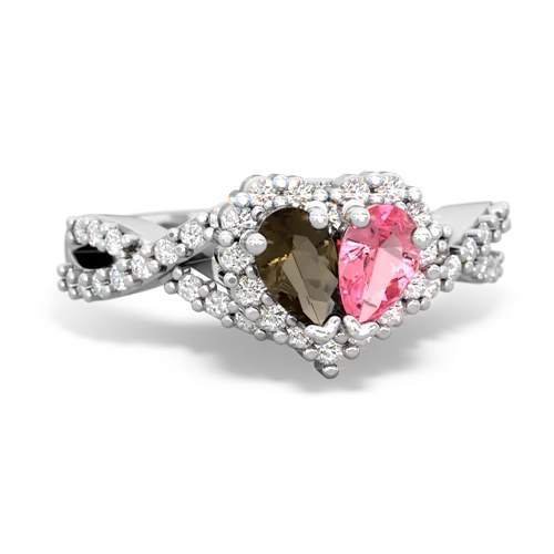 smoky quartz-pink sapphire engagement ring