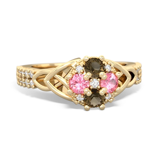 smoky quartz-pink sapphire engagement ring