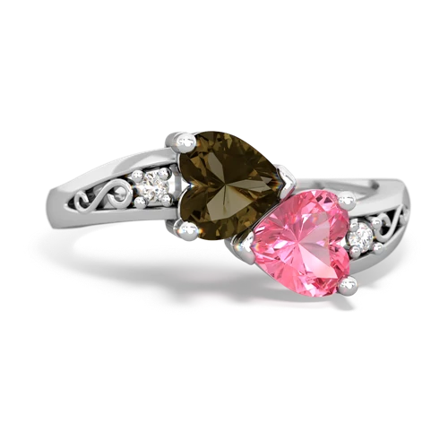 smoky quartz-pink sapphire filligree ring