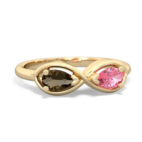 smoky quartz-pink sapphire infinity ring