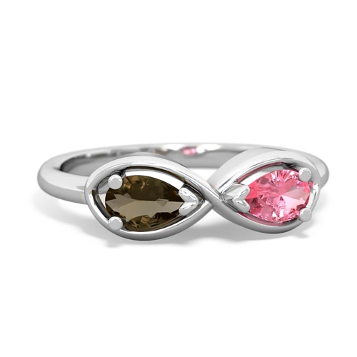 smoky quartz-pink sapphire infinity ring