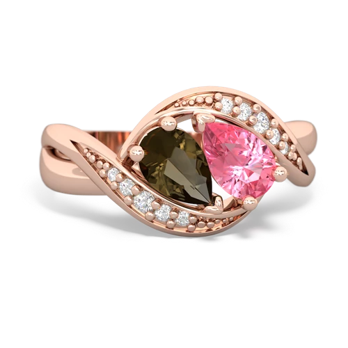 smoky quartz-pink sapphire keepsake curls ring