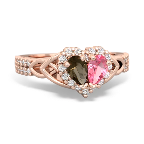 smoky quartz-pink sapphire keepsake engagement ring