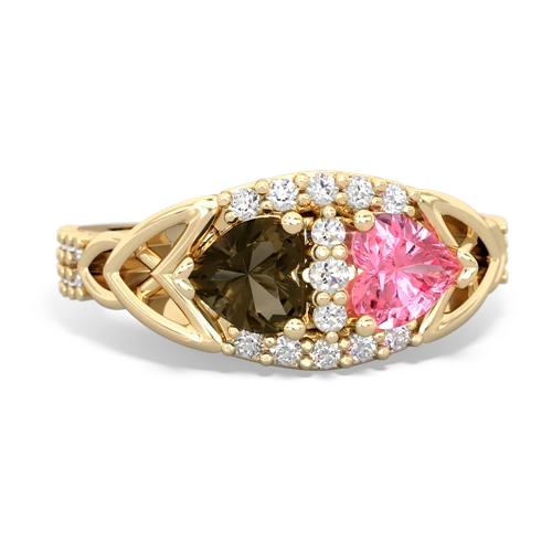smoky quartz-pink sapphire keepsake engagement ring