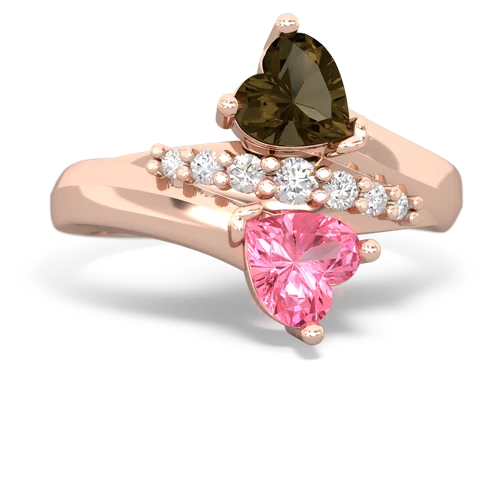 smoky quartz-pink sapphire modern ring