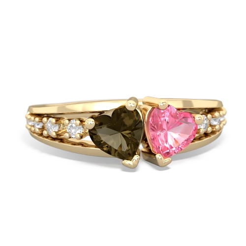 smoky quartz-pink sapphire modern ring