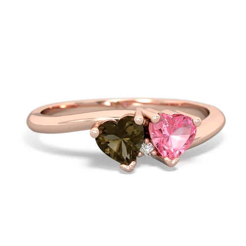 smoky quartz-pink sapphire sweethearts promise ring