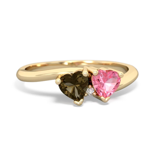 smoky quartz-pink sapphire sweethearts promise ring