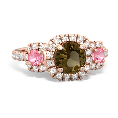 smoky quartz-pink sapphire three stone regal ring