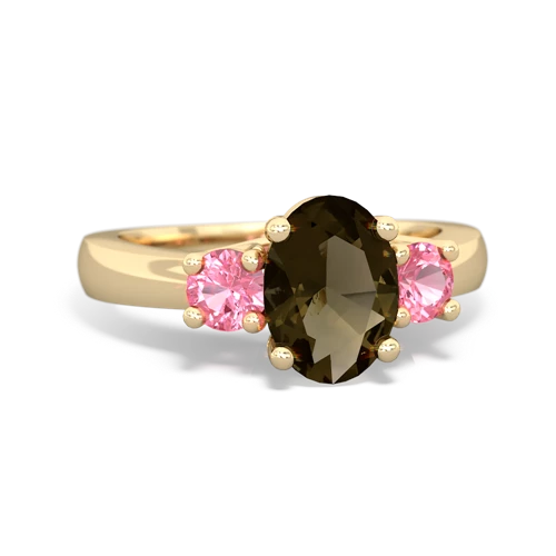 smoky quartz-pink sapphire timeless ring