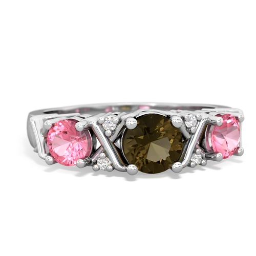 smoky quartz-pink sapphire timeless ring