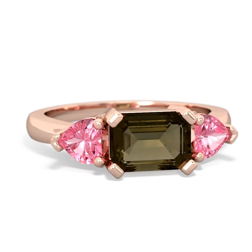 smoky quartz-pink sapphire timeless ring