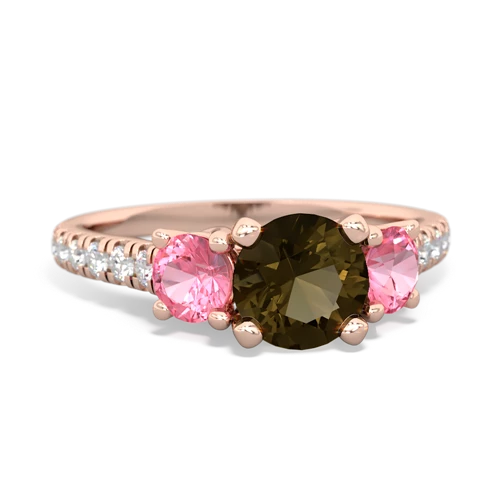 smoky quartz-pink sapphire trellis pave ring