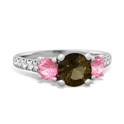 smoky quartz-pink sapphire trellis pave ring