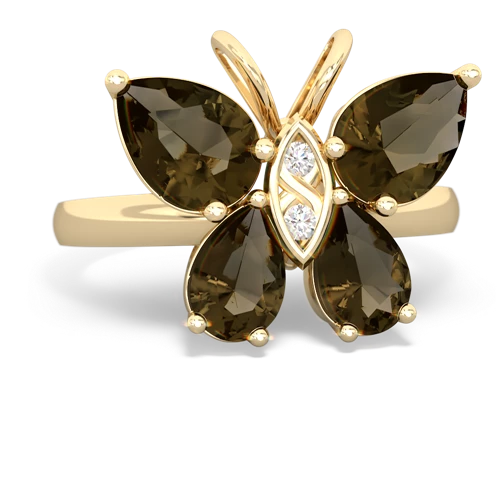 smoky quartz butterfly ring