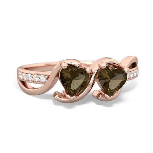 smoky quartz double heart ring