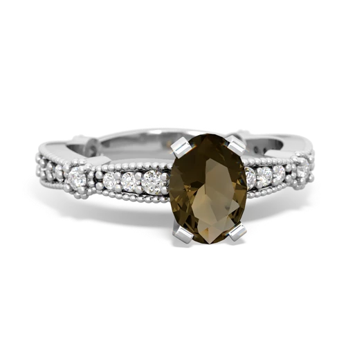Smoky Quartz Milgrain Antique Style Genuine Smoky Quartz ring Ring