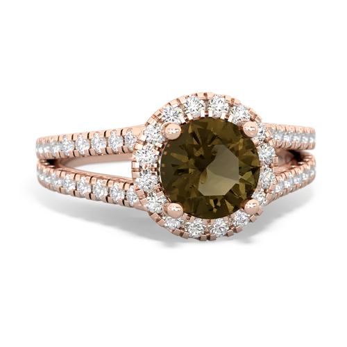 smoky quartz halo pave ring