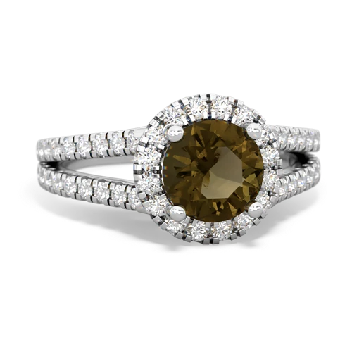 smoky quartz halo pave ring