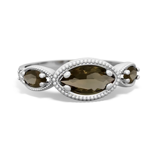 Smoky Quartz Genuine Smoky Quartz with  and  Antique Style Keepsake ring Ring