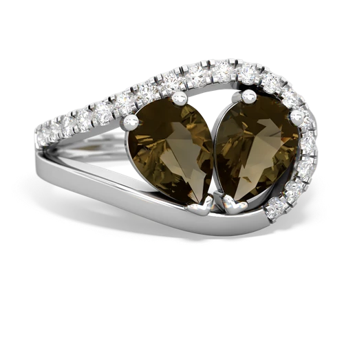 smoky quartz pave heart ring