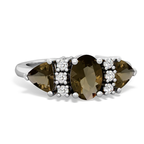 Smoky Quartz Genuine Smoky Quartz with  and  Antique Style Three Stone ring Ring