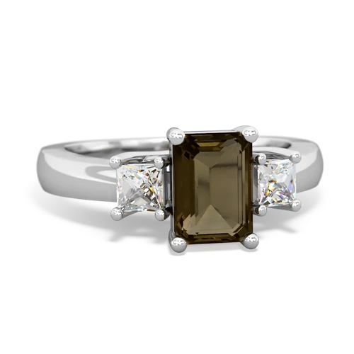 Smoky Quartz Three Stone Trellis Genuine Smoky Quartz ring Ring