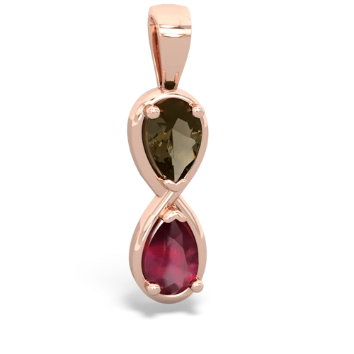 smoky quartz-ruby infinity pendant