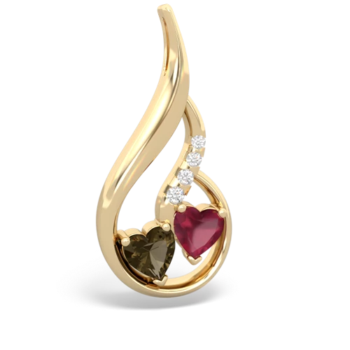 smoky quartz-ruby keepsake swirl pendant