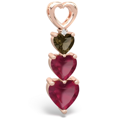 smoky quartz-ruby three stone pendant