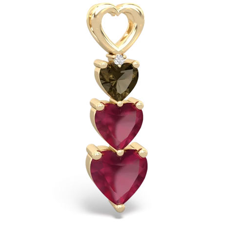 Smoky Quartz Genuine Smoky Quartz with Genuine Ruby and Genuine Pink Tourmaline Past Present Future pendant Pendant