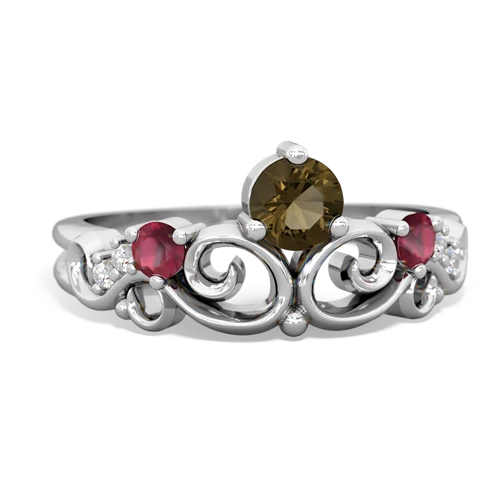 smoky quartz-ruby crown keepsake ring