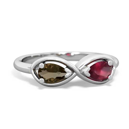 smoky quartz-ruby infinity ring