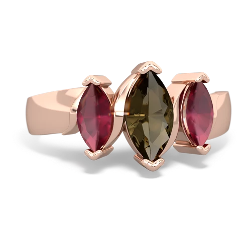 smoky quartz-ruby keepsake ring