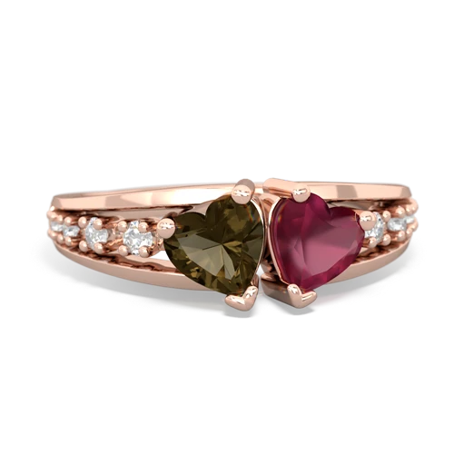 smoky quartz-ruby modern ring