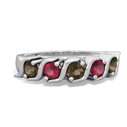 smoky quartz-ruby timeless ring