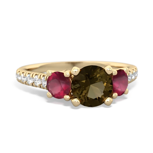 smoky quartz-ruby trellis pave ring