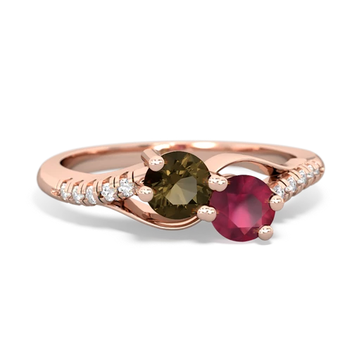 smoky quartz-ruby two stone infinity ring
