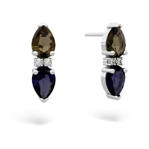 smoky quartz-sapphire bowtie earrings