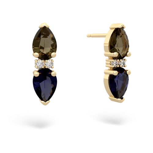 smoky quartz-sapphire bowtie earrings