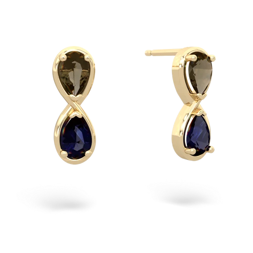 smoky quartz-sapphire infinity earrings