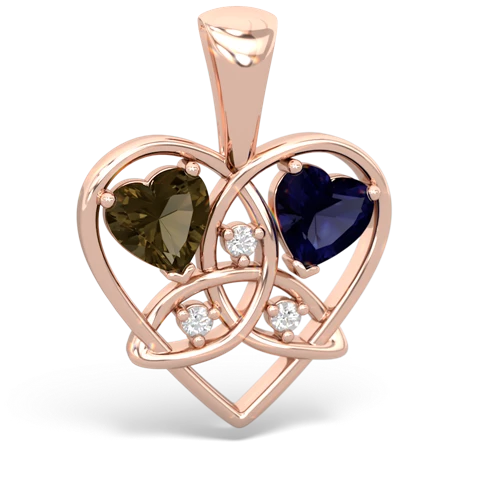 smoky quartz-sapphire celtic heart pendant