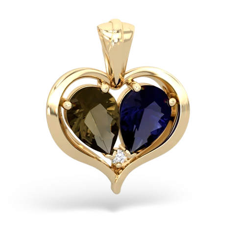 smoky quartz-sapphire half heart whole pendant