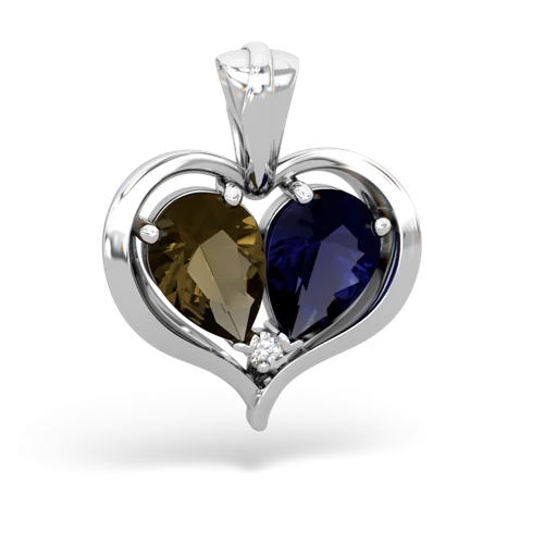 smoky quartz-sapphire half heart whole pendant