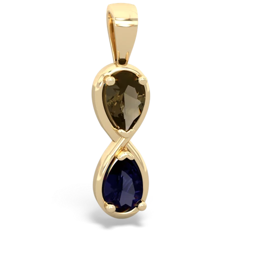 smoky quartz-sapphire infinity pendant