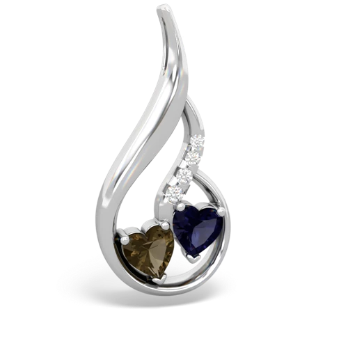 smoky quartz-sapphire keepsake swirl pendant