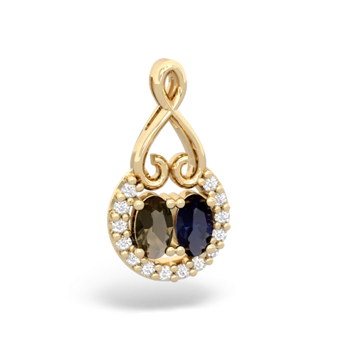 smoky quartz-sapphire love nest pendant