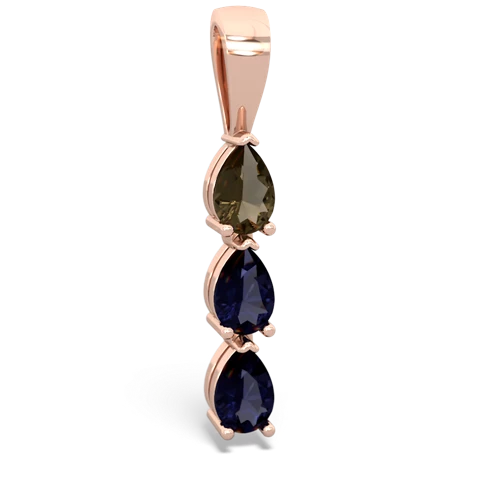 smoky quartz-sapphire three stone pendant