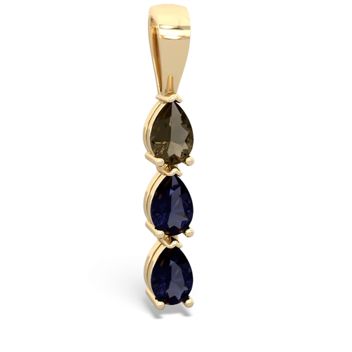 Smoky Quartz Genuine Smoky Quartz with Genuine Sapphire and Genuine Black Onyx Three Stone pendant Pendant